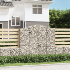 vidaXL 6 db íves horganyzott vas gabion kosár 200x30x180/200 cm kerti tárolás
