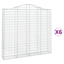 vidaXL 6 db íves horganyzott vas gabion kosár 200x30x180/200 cm (3145518) kerti tárolás