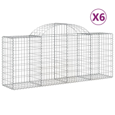 vidaXL 6 db íves horganyzott vas gabion kosár 200x50x80/100 cm (3146303) kerti tárolás