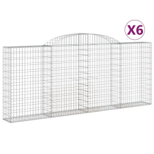 vidaXL 6 db íves horganyzott vas gabion kosár 300x30x120/140 cm (3146543) kerti tárolás