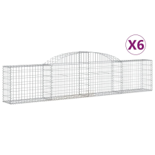 vidaXL 6 db íves horganyzott vas gabion kosár 300x30x60/80 cm (3146489) kerti tárolás