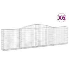 vidaXL 6 db íves horganyzott vas gabion kosár 400x30x100/120 cm (3146870) kerti tárolás