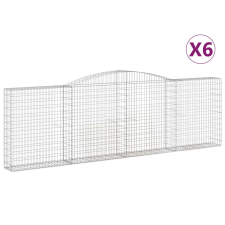 vidaXL 6 db íves horganyzott vas gabion kosár 400x30x120/140 cm (3146883) kerti tárolás