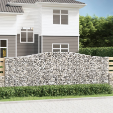 vidaXL 6 db íves horganyzott vas gabion kosár 400x30x140/160 cm kerti dekoráció