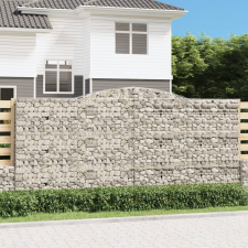 vidaXL 6 db íves horganyzott vas gabion kosár 400x30x180/200 cm kerti dekoráció