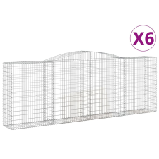 vidaXL 6 db íves horganyzott vas gabion kosár 400x50x140/160 cm (3147026) kerti tárolás