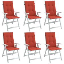 vidaXL 6 db melange piros szövet magas háttámlájú székpárna 120x50x4cm kerti bútor