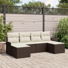 vidaXL 6 db-os Kert Sofa Készlet Párnákkal Barna Poli Rattan kerti bútor