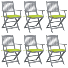 vidaXL 6 db összecsukható tömör akácfa kültéri szék párnákkal kerti bútor