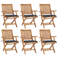 vidaXL 6 db összecsukható tömör tíkfa kerti szék párnával kerti bútor