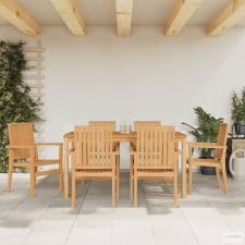 vidaXL 6 db rakásolható tömör tíkfa kerti szék 56,5 x 57,5 x 91 cm kerti bútor