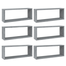 vidaXL 6 db szürke sonoma színű szerelt fa fali kockapolc 60x15x23 cm (815929) bútor