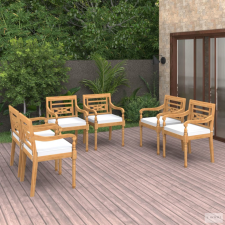 vidaXL 6 db tömör tíkfa Batavia szék párnákkal kerti bútor