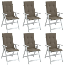 vidaXL 6 db tópszínű szövet magas háttámlájú székpárna 120x50x4 cm kerti bútor