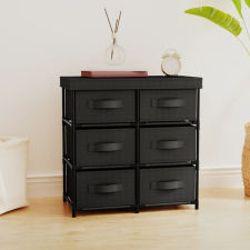 vidaXL 6 fiókos fekete acél tárolószekrény 55 x 29 x 55 cm bútor