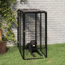 vidaXL 6-paneles fekete porszórt acél kutyakernel 50 x 100 cm szállítóbox, fekhely kutyáknak