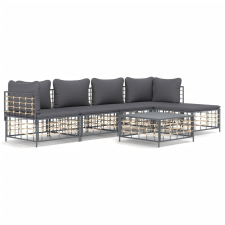 vidaXL 6-részes antracitszürke polyrattan kerti ülőgarnitúra párnákkal kerti bútor