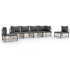 vidaXL 6-részes antracitszürke polyrattan kerti ülőgarnitúra párnákkal kerti bútor