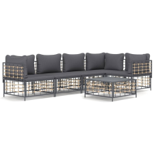 vidaXL 6-részes antracitszürke polyrattan kerti ülőgarnitúra párnákkal kerti bútor