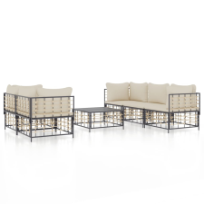 vidaXL 6-részes antracitszürke polyrattan kerti ülőgarnitúra párnákkal kerti bútor