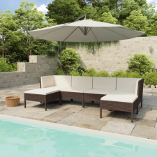  vidaXL 6 részes barna polyrattan kerti bútorszett párnákkal kerti bútor