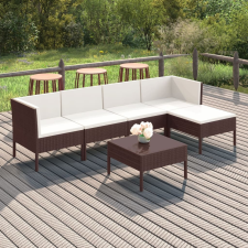 vidaXL 6 részes barna polyrattan kerti ülőgarnitúra párnákkal kerti bútor