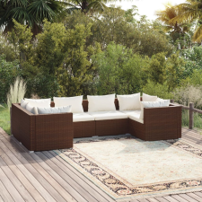 vidaXL 6-részes barna polyrattan kerti ülőgarnitúra párnákkal kerti bútor