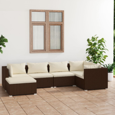 vidaXL 6 részes barna polyrattan kerti ülőgarnitúra párnákkal kerti bútor
