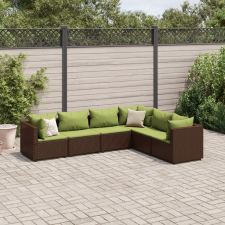vidaXL 6 részes barna polyrattan kerti ülőgarnitúra párnákkal kerti bútor