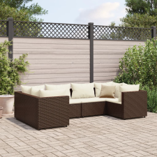 vidaXL 6 részes barna polyrattan kerti ülőgarnitúra párnákkal kerti bútor