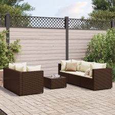 vidaXL 6 részes barna polyrattan kerti ülőgarnitúra párnákkal kerti bútor