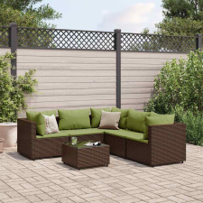 vidaXL 6 részes barna polyrattan kerti ülőgarnitúra párnákkal kerti bútor