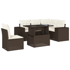 vidaXL 6 részes barna polyrattan kerti ülőgarnitúra párnával (3269173) kerti bútor