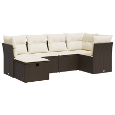 vidaXL 6 részes barna polyrattan kerti ülőgarnitúra párnával (3325289) kerti bútor