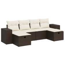 vidaXL 6 részes barna polyrattan kerti ülőgarnitúra párnával (3325729) kerti bútor