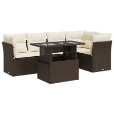 vidaXL 6 részes barna polyrattan kerti ülőgarnitúra párnával (3326164) kerti bútor