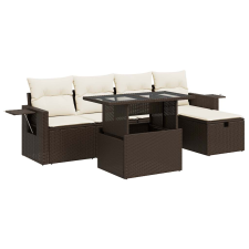 vidaXL 6 részes barna polyrattan kerti ülőgarnitúra párnával (3327853) kerti bútor