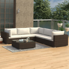 vidaXL 6 részes barna polyrattan kertibútor-garnitúra párnákkal kerti bútor