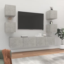 vidaXL 6 részes betonszürke szerelt fa TV-szekrényszett bútor