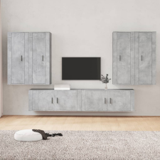 vidaXL 6 részes betonszürke szerelt fa TV-szekrényszett bútor