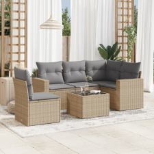 vidaXL 6 részes bézs polyrattan kerti ülőgarnitúra párnával kerti bútor