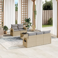 vidaXL 6 részes bézs polyrattan kerti ülőgarnitúra párnával kerti bútor