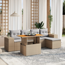 vidaXL 6 részes bézs polyrattan kerti ülőgarnitúra párnával kerti bútor