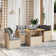 vidaXL 6 részes bézs polyrattan kerti ülőgarnitúra párnával kerti bútor