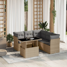 vidaXL 6 részes bézs polyrattan kerti ülőgarnitúra párnával kerti bútor