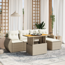 vidaXL 6 részes bézs polyrattan kerti ülőgarnitúra párnával kerti bútor