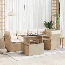 vidaXL 6 részes bézs polyrattan kerti ülőgarnitúra párnával kerti bútor