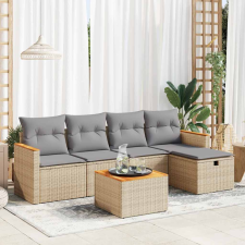 vidaXL 6 részes bézs polyrattan kerti ülőgarnitúra párnával kerti bútor
