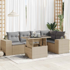 vidaXL 6 részes bézs polyrattan kerti ülőgarnitúra párnával kerti bútor