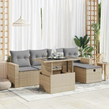 vidaXL 6 részes bézs polyrattan kerti ülőgarnitúra párnával kerti bútor
